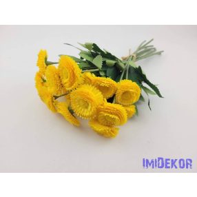 Százszorszép 9 szálas selyemvirág köteg 31cm - Sárga