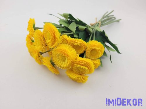 Százszorszép 9 szálas selyemvirág köteg 31cm - Sárga