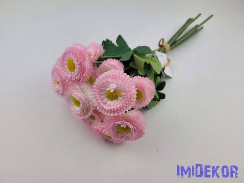 Százszorszép 9 szálas selyemvirág köteg 31cm - Rózsaszín