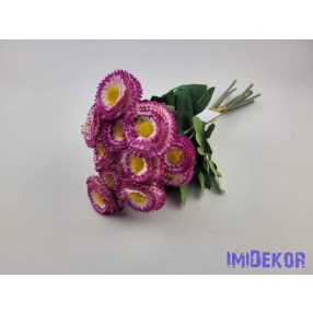 Százszorszép 9 szálas selyemvirág köteg 31cm - Pinkes