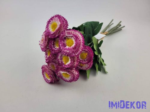 Százszorszép 9 szálas selyemvirág köteg 31cm - Pinkes