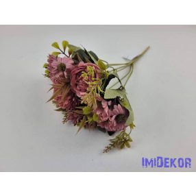   Krizantém-Boglárka 7 ágú selyemvirág csokor 32 cm - Mályva