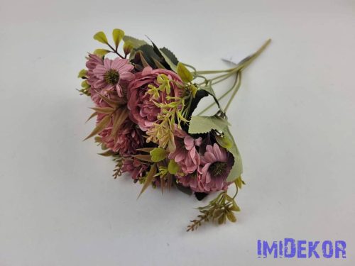 Krizantém-Boglárka 7 ágú selyemvirág csokor 32 cm - Mályva