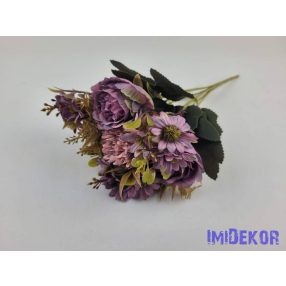   Krizantém-Boglárka 7 ágú selyemvirág csokor 32 cm - Lilás