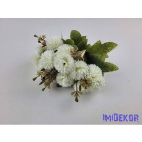 Krizantém 5 ágú selyemvirág csokor 28cm - Krém