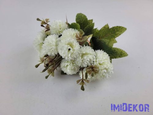 Krizantém 5 ágú selyemvirág csokor 28cm - Krém