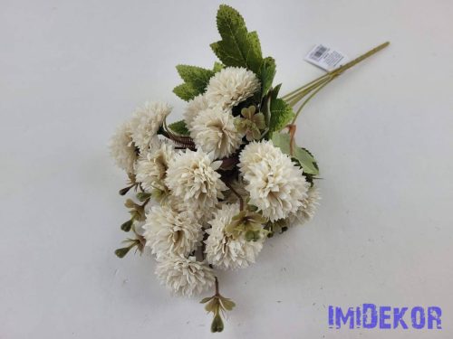 Krizantém 5 ágú selyemvirág csokor 28cm - Púder