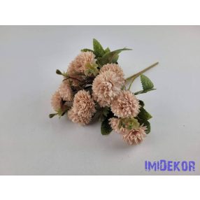Krizantém 5 ágú selyemvirág csokor 28cm - Púder Barack