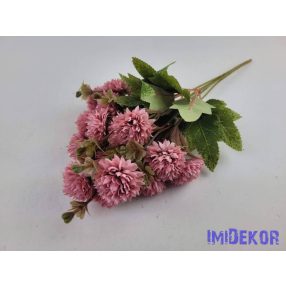   Krizantém 5 ágú selyemvirág csokor 28cm - Fáradt Rózsaszín