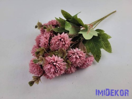 Krizantém 5 ágú selyemvirág csokor 28cm - Fáradt Rózsaszín
