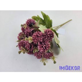 Krizantém 5 ágú selyemvirág csokor 28cm - Bordó