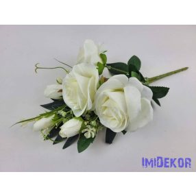 Féloldalas 7 ágú rózsa-rózsabimbó csokor 38cm - Krém