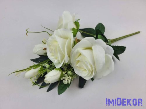 Féloldalas 7 ágú rózsa-rózsabimbó csokor 38cm - Krém