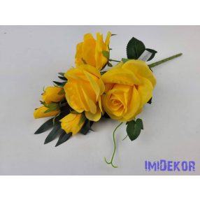 Féloldalas 7 ágú rózsa-rózsabimbó csokor 38cm - Sárga