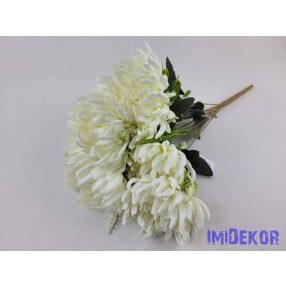 Krizantém 7 ágú selyemvirág csokor 44cm - Krém