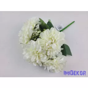 Dália 5 fejes selyemvirág csokor 29cm - Törtfehér