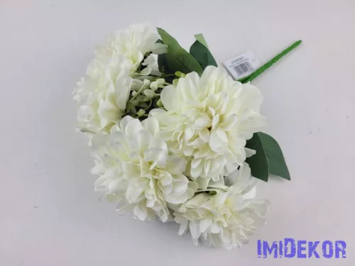 Dália 5 fejes selyemvirág csokor 29cm - Törtfehér
