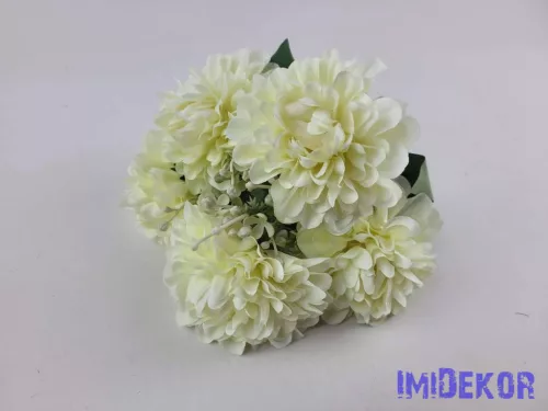 Dália 5 fejes selyemvirág csokor 29cm - Krém