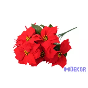 Bársonyos mikulásvirág csokor 49cm - Piros