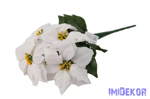 Bársonyos mikulásvirág csokor 49cm - Fehér