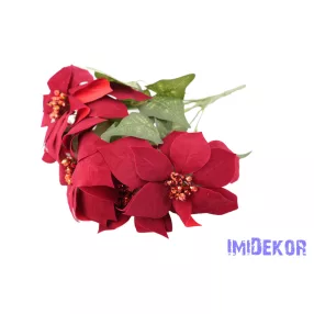Bársonyos mikulásvirág 5 ágú csokor 47cm - Bordó