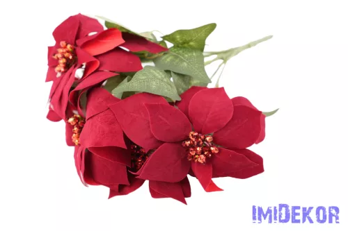 Bársonyos mikulásvirág 5 ágú csokor 47cm - Bordó