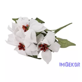 Bársonyos mikulásvirág 5 ágú csokor 47cm - Fehér