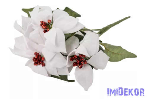 Bársonyos mikulásvirág 5 ágú csokor 47cm - Fehér
