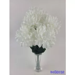 Krizantém 5 ágú selyemvirág csokor 38cm - Fehér