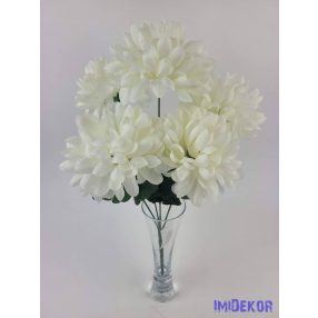 Krizantém 5 ágú selyemvirág csokor 38cm - Krém