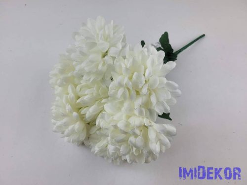 Krizantém 7 ágú selyemvirág csokor D11cm M39cm - Krém