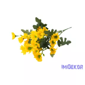 Margaréta 7 ágú selyemvirág csokor 33 cm - Sárga
