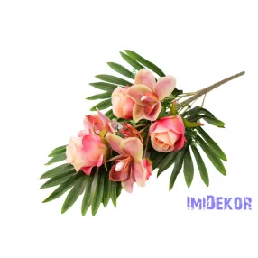   Rózsa-Orchidea 10 ágú féloldalas csokor 56 cm - Rózsaszín