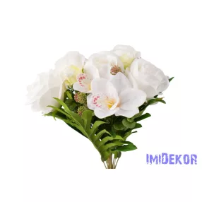 Rózsa-Orchidea 18 ágú csokor 45 cm - Fehér
