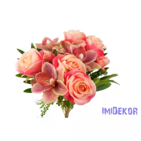 Rózsa-Orchidea 18 ágú csokor 45 cm - Pinkes Rózsaszín