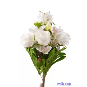 Rózsa-Orchidea 18 ágú csokor 56 cm - Fehér