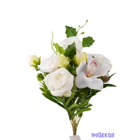 Rózsa-Orchidea 13 ágú csokor 47 cm - Fehér