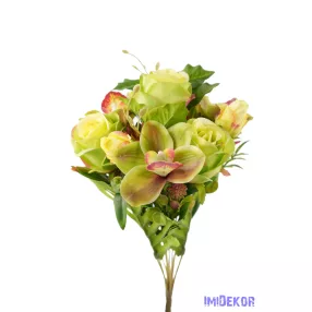 Rózsa-Orchidea 13 ágú csokor 47 cm - Zöld