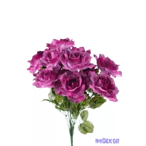 Rózsa selyemvirág csokor 46cm - Lila