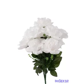 Rózsa selyemvirág csokor 46cm - Fehér