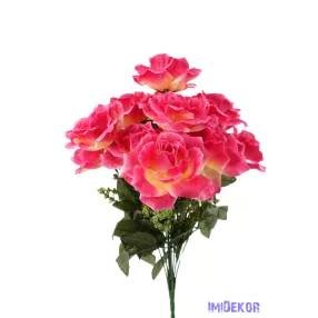 Rózsa selyemvirág csokor 46cm - Pink