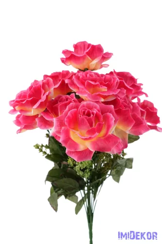 Rózsa selyemvirág csokor 46cm - Pink