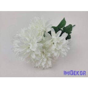 Krizantém 5 ágú selyem csokor 38cm - Fehér