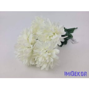 Krizantém 5 ágú selyem csokor 38cm - Krém