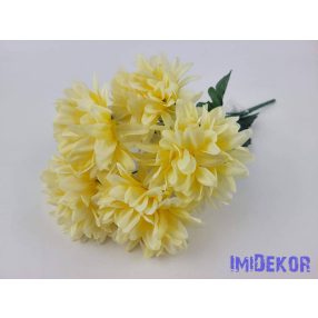 Krizantém 5 ágú selyem csokor 38cm - Halvány Sárga
