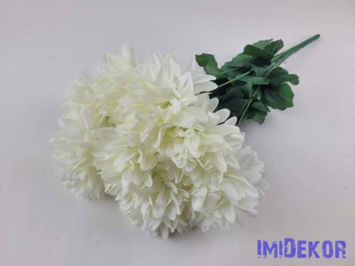 Krizantém 9 ágú selyemvirág csokor D11cm M47cm - Krém