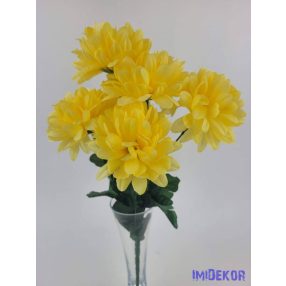 Krizantém 5 ágú selyemvirág csokor 37cm - Sárga
