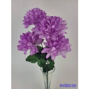 Krizantém 5 ágú selyemvirág csokor 37cm - Lila