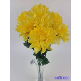 Krizantém 7 ágú selyemvirág csokor 40cm - Sárga