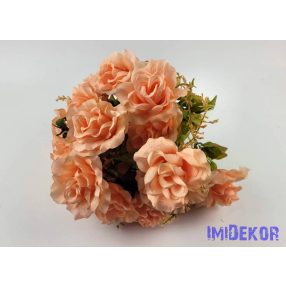 Rózsa 18 ágú selyemvirág csokor 45 cm - Rózsaszín